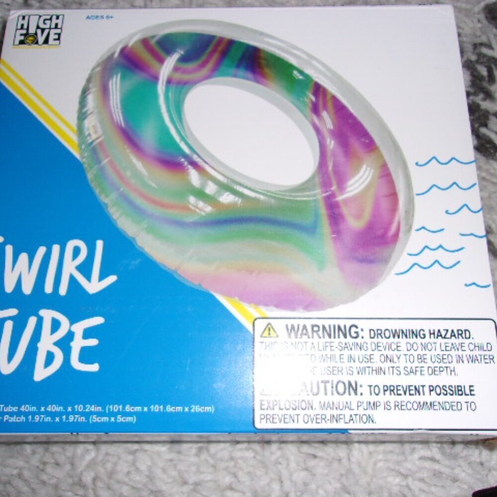 High Five Printed Inner Tube Swirl Pool Float 40in New